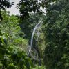 Водопад Salto La Jalda сред тучна зелена джунгла.